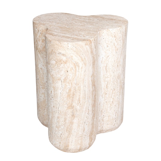 Empire Art Direct 18" Clover Travertine Stone Finish MGO Side Accent Table